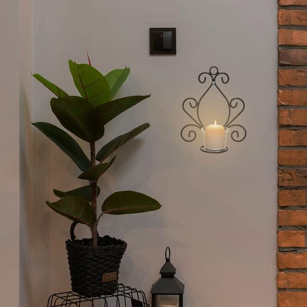 Wall Mounted Tealight Candle Holders for Bedroom, Bathroom, Entryway, and Balcony Decoration, Black, 2 Pieces