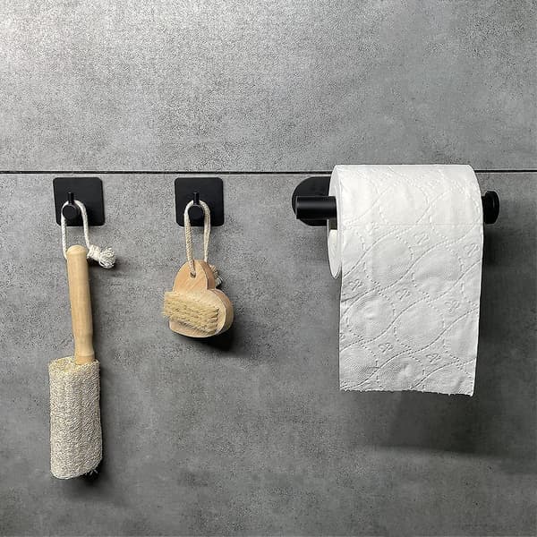 Sæt med 5 borefri håndklædestænger i rustfrit stål - perfekt til badeværelse, toilet, køkken - sort
