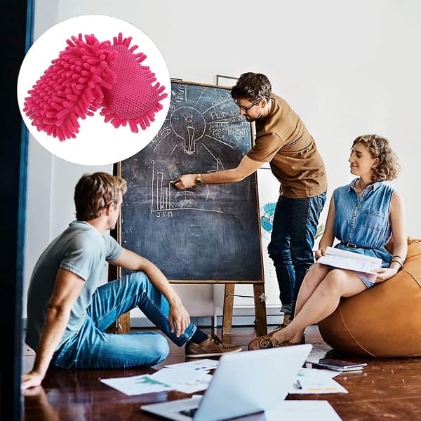 2 stk mikrofiber fluffy whiteboard-viskelæder bilvask svampvante vaskbar pink-15*11*3,5 cm
