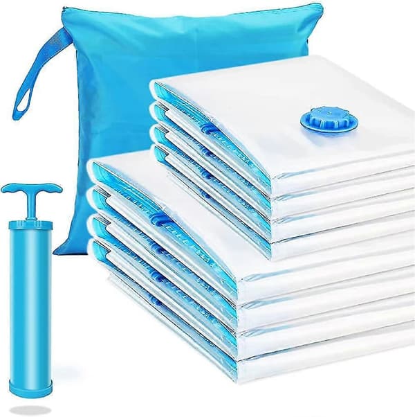 Vacuum Storage Bags, 8-Pack (4 Jumbo + 4 Large) Double Zipper Storage Bags, Space