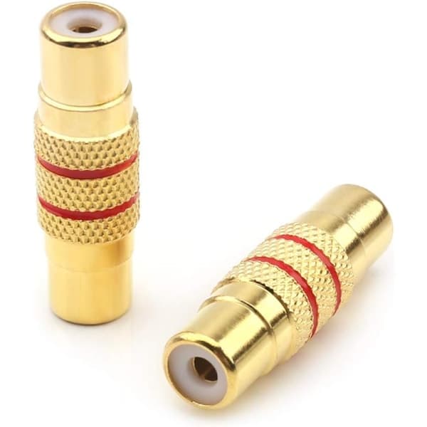 Female to RCA Female Interconnect Coupler Adapter, with Gold-Plated Housing for Mixer Amplifier Cable Link - 2-Pack