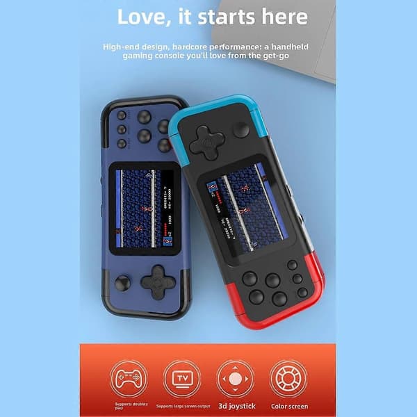 A12 Retro Gaming Console, 3.0-inch Screen, Built-in 666 Classic Games, HiFi Speaker, 3D Joystick, Handheld Game Console B Blue & Red. Blue & red.