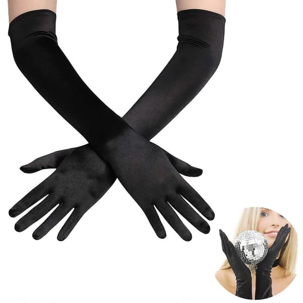 Etikettehandsker, lange handsker, sorte (FMY)