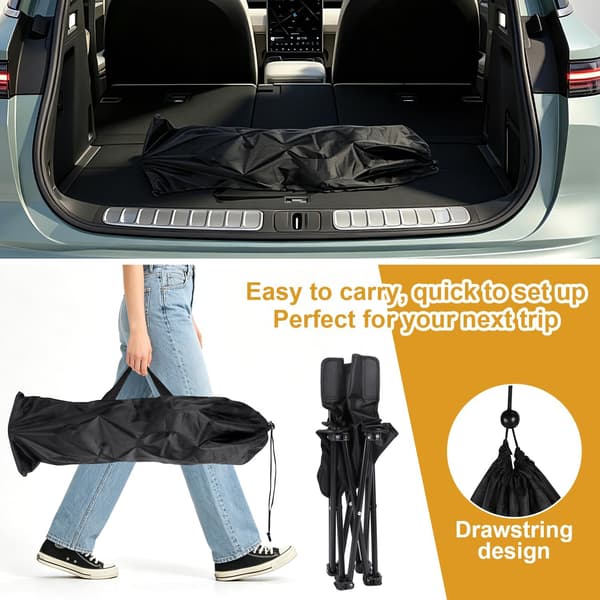 Compact Folding Portable Camping Chair, Folding Stool, Folding Seat with Storage Bag (Black, 33x33x52cm)