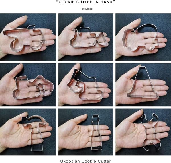 Construction Cookie Cutter Set - 9 Pieces - Excavator, Bulldozer, Dump Truck, Hammer, Wrench, Tools