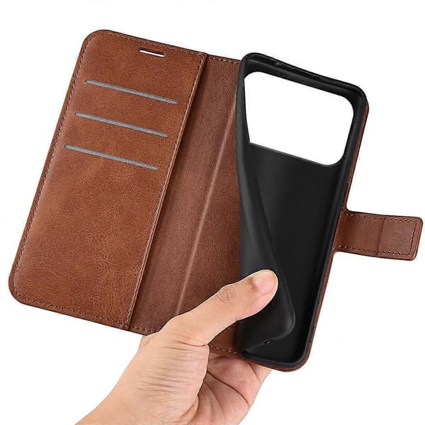 Kompatibel med iPhone 17 Pro Max stativdeksel, ripesikkert kalveskinn-tekstur mobildeksel - lingling Lysebrun Light brown Light Brown