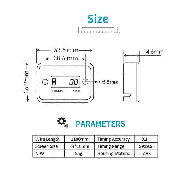 Hour Meter with Battery Timer LCD Digital Display RPM Car Motorcycle Jet Ski Boat Gauge Counter Tachometer Engine Tool