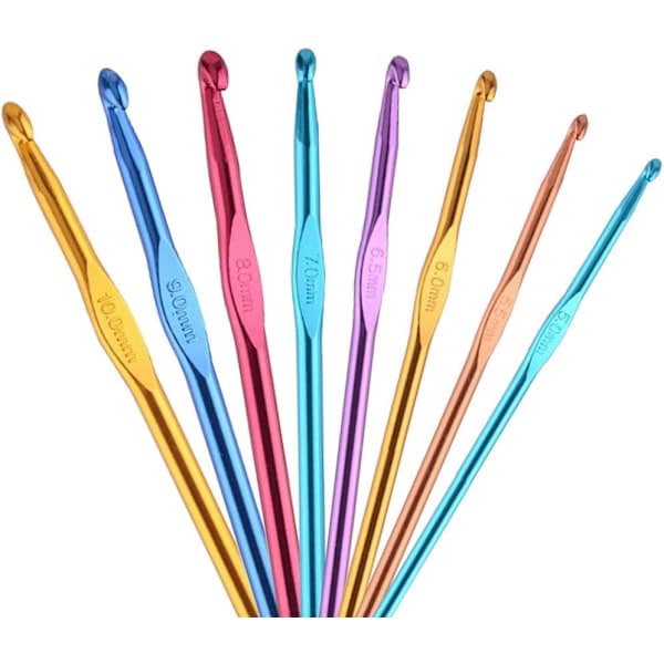14 Pieces Aluminum Crochet Hooks, Multicolor Knitting Needles Craft Making Tools Yarn Set 2mm-10mm