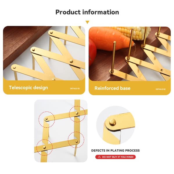 Stainless Steel Plate Rack, Gold, Extendable, Side Storage for Lids, Steamer Rack, Kitchen Organizer
