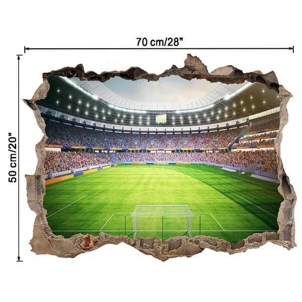 Temaväggdekal - Mainstand Stadium Broken Wall Dekal Fotbollskonst Mural