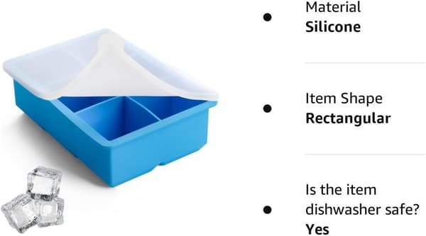 Stor isbitsform med lock, spillsäker, enkel att släppa 2 tum stor isbitsform för drycker, blå 1-pack