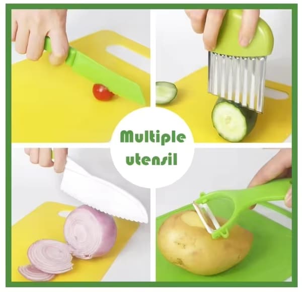 Kids Baking Kitchen Knife Cookie Cutter Set Children's Cookware 6-Piece Multicolor