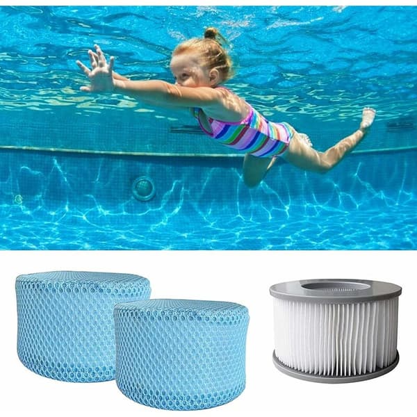 6-pak netposer til MSpa poolfilter, oppusteligt poolfilter, spafilter, beskyttelsesnet 10,5 x 6,8 cm