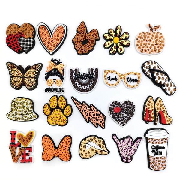 20 kpl 3D Clog Sandaalit Korut (Leopardikuvio), Kenkäkorut, Söpöt Kenkäkorut Clogs Kengille Sandaaleille Rannekoruille DIY