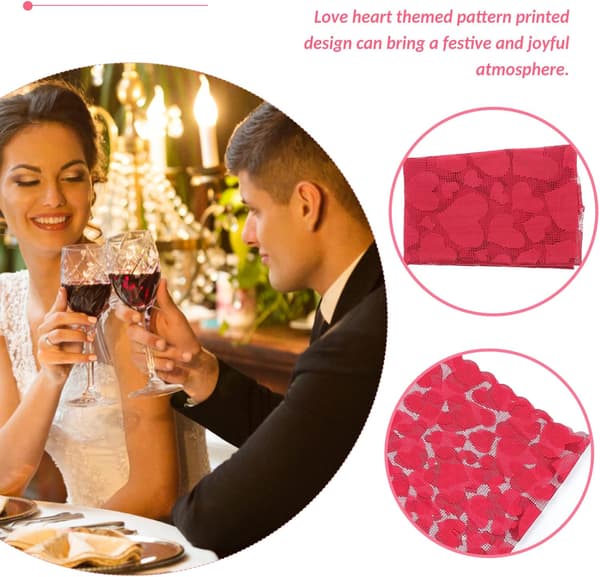 Heart Printed Table Runner Valentine's Day Decorative Tablecloth Red Table Runner