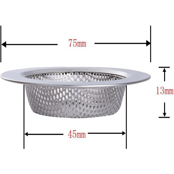 2-delt vaskefilter, vaskefilter i rustfrit stål, metalfilter til badeværelses- og vaskefilter 7,5 cm