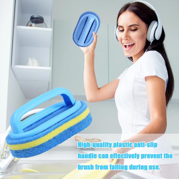Thickened Bathtub Cleaning Sponge, Bathroom Cleaning Sponge, Cleaning Sponge Brush with Handle