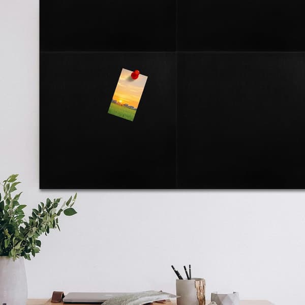 Self-adhesive Felt Boards 4 Pcs Black Square Memo Boards Sound Absorbing