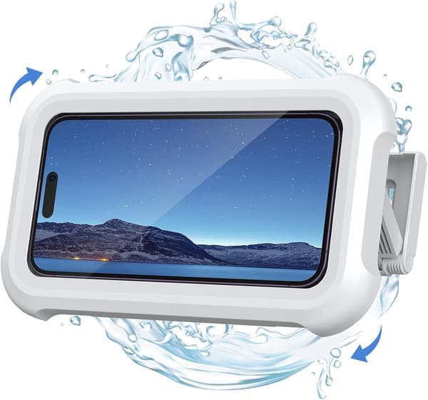 Waterproof Shower Phone Holder - 480° Rotatable and Extendable Shower iPhone Case, Wall Mounted Phone Holder for Bathroom [Ho]