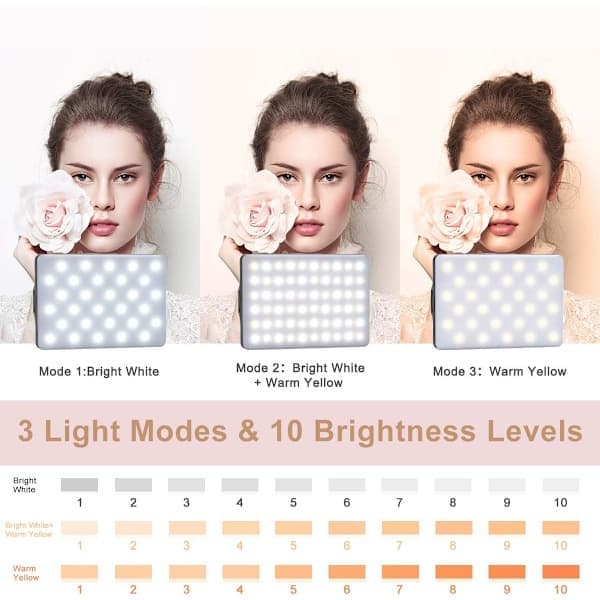 60 LED High-Power Rechargeable Clip Fill Video Conference Light with Adjustable 3 Light Modes for Phone, Ipad, for Makeup, Tiktok