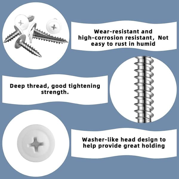 White Screws White Wood Sheet Screws Thread Head Self-Tapping White Pan Cabinet Screws