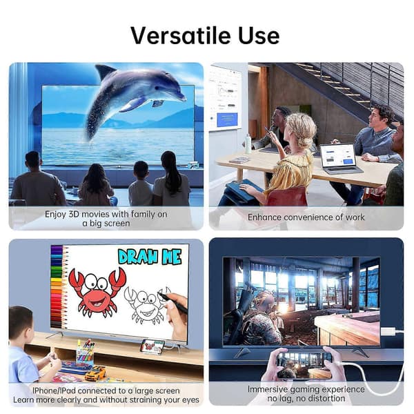 4m Lightning til HDMI-kabel 2K HD Digital AV-adapter Synkroniseringsskærmstik til iPhone til TV-projektor