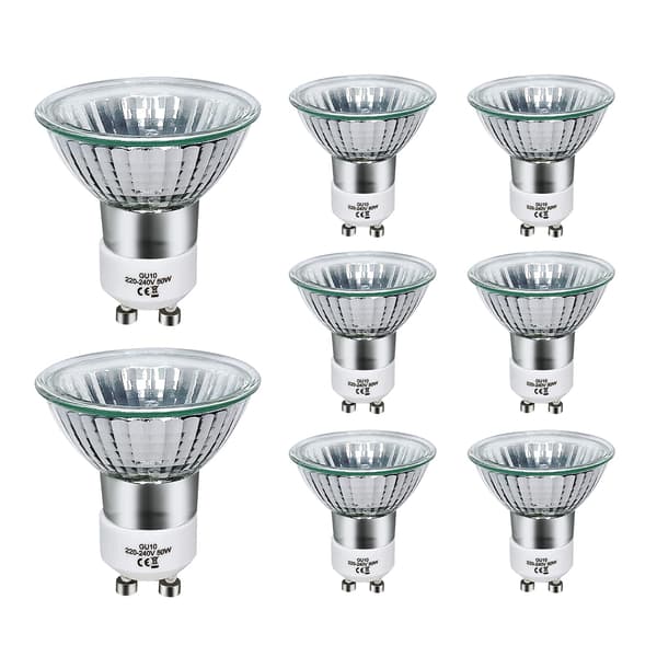 GU10 Halogen Bulbs 50W Dimmable-220V GU10 Halogen Spotlights-2800K Warm White-700 Lumens (8-pack)