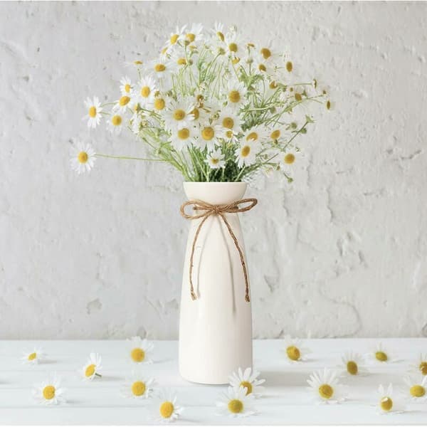 Keramisk vas, stor vit blomvas, modern bordsdekoration, högkvalitativ dekorativ vas, för hem, fest, bröllopsdekoration (23 cm)