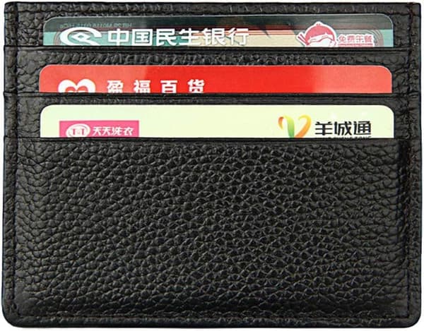 Blocking Genuine Leather Unisex Slim Credit Card Case Holder Debit Card Wallet Sleeve Red Red