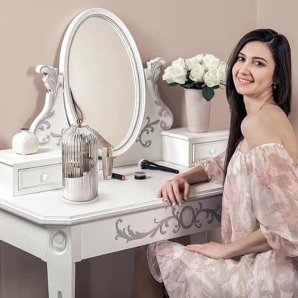 Makeup Brush Storage Box Makeup Organizer Cosmetic Storage Boxes White Pp Pet Lid Rotatable Base Use