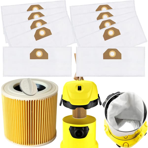 Karcher Wd3/Wd2 Vacuum Cleaner Bags And Filter Set 10X Synthetic Microfiber