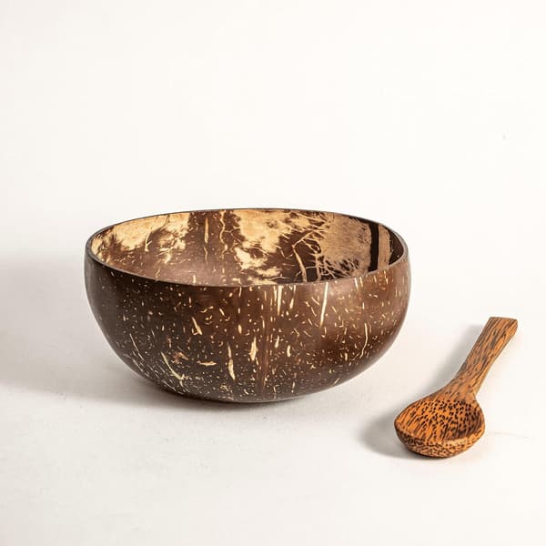 Coconut Bowl - 500 ml | Eco-Friendly Handmade Bowl with Coconut Spoon for Smoothies, Cereals, Salads & Snacks | Sustainable Dinnerware Set