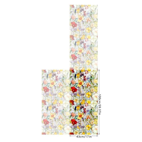 Retro Blomster Vindusdekor 43x100cm UV-beskyttet[YJD] 43x100cm-XCBL036
