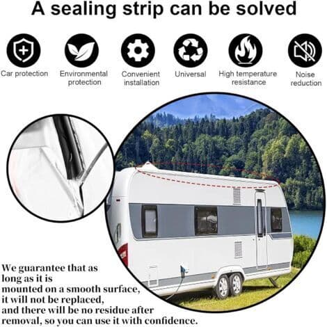 RV Gutter, 5 Meter J-Shaped Protective Strip PVC Gutter, Self-Adhesive Rain Deflector for RVs and Doors (Black) (FMY)