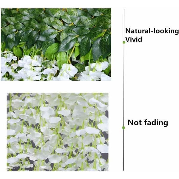 Artificial Flowers, Artificial Wisteria, Home Decor, Each String is 110cm Long, Silk (White)