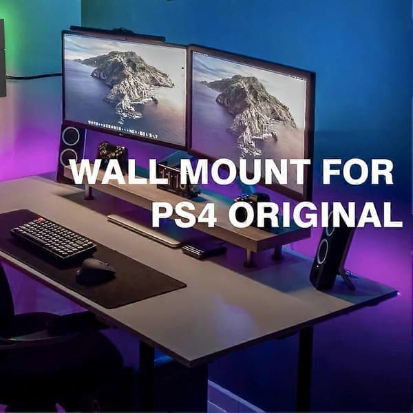 Wall Mount for PS4 Original, Near or Behind TV, Space-Saving and Improved Airflow, Fall Protection for Gaming Accessories