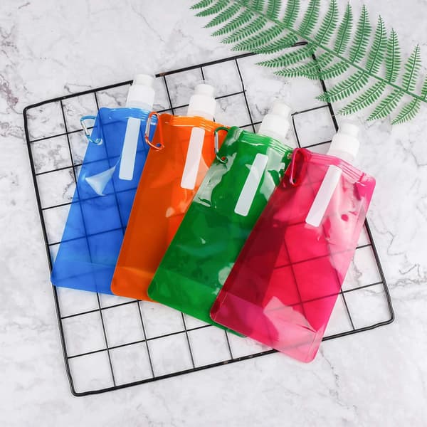 4-pack hopfällbara vattenflaskor, återanvändbara dricksvattenflaskor med klämma för cykling, vandring, resor, utomhusaktiviteter (480 ml)