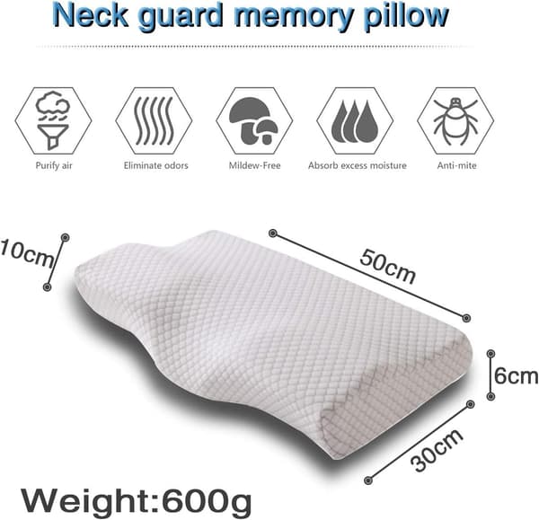 Ergonomisk Memory Foam-pute - Allergivennlig, pustende, avtakbart og vaskbart nakkestøtte - Grå