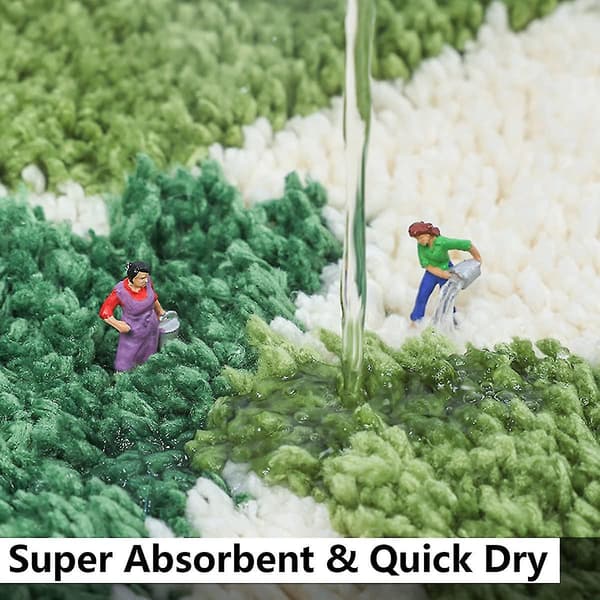 Green Leaves Microfiber Strong Water Absorption Bath Mat Tower with Non-Slip Backing Inside Entrance