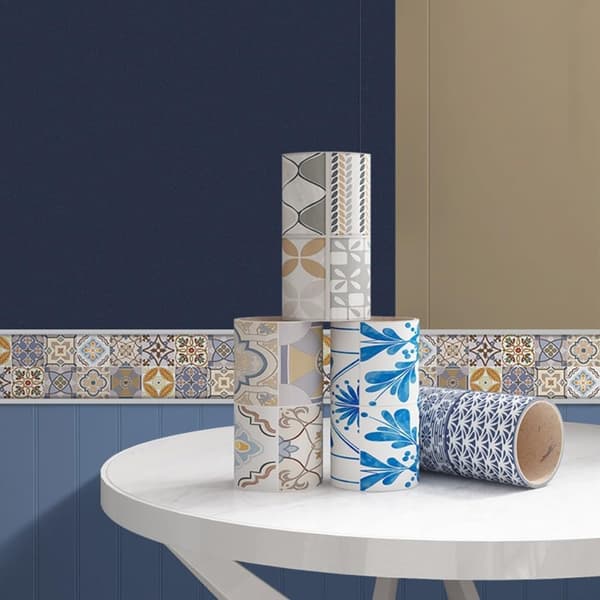 Waterproof Wall Stickers for Bathroom and Backsplash, PVC Baseboard, 10 cm x 500 cm