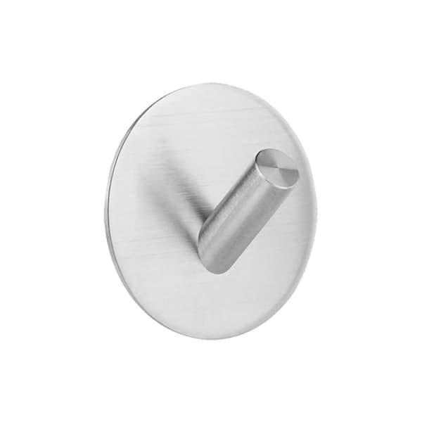 Self-Adhesive Hook Without Holes Round Stainless Steel Adhesive Hook Shower Hook for Bathroom Kitchen Brushed Silver Slanted Hook