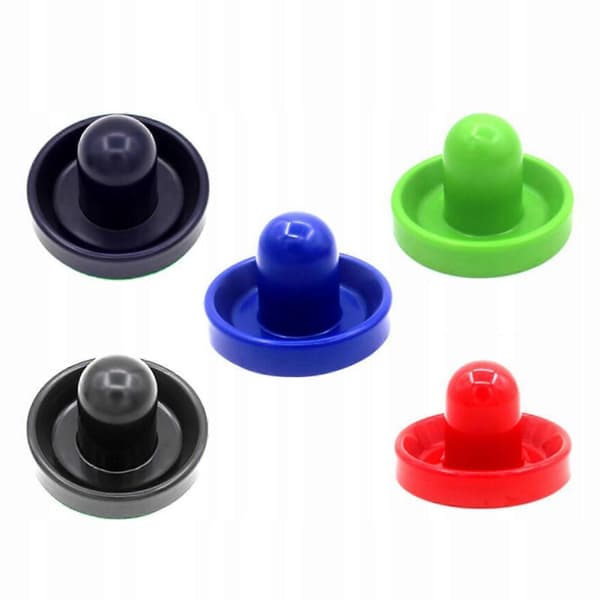 Et sæt med 4 farverige airhockey-pushere og 8