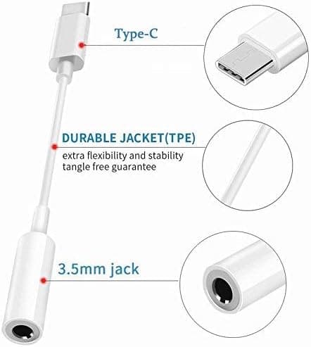 USB C til 3,5 mm lydadapter, Type C til 3,5 mm hovedtelefonstikadapter