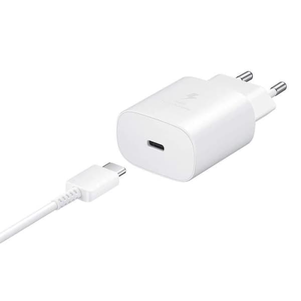 25W Vit Type-C Oplader + Type-C Kabel til Samsung Galaxy A25 A15 A05 A05s A35 A55
