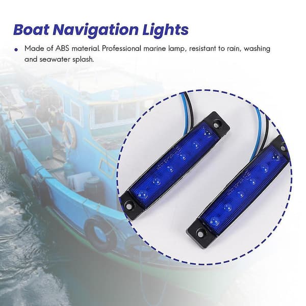 10 stk Marine Båtlys 12v Vanntette Båtlys 6 LED Lys Kajakk L