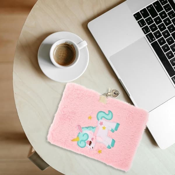 Unicorn Plush Notebook with Lock and Key A5 Girls Lockable Diary Cute Decorative Plush Notebook