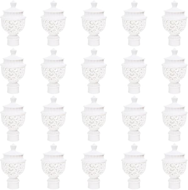 20 stk dekorative endestykker gardinstanghodeplugg PP-materiale enkel elegant design hvit