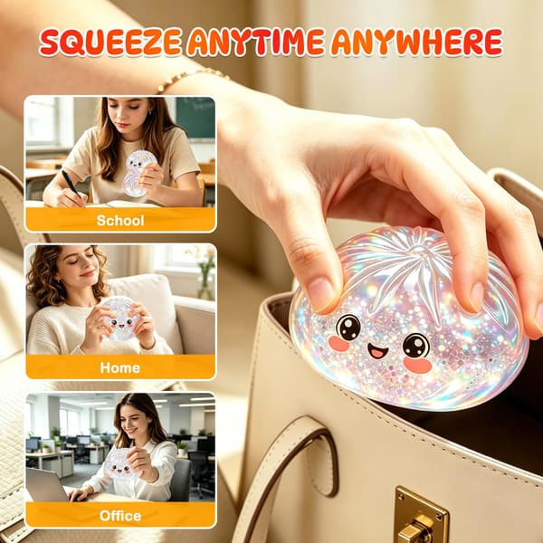 Klembar Squishy Fidget-legetøj, søde klemmebolde med æske til stresslindring, sjovt sensorisk klemme-fidget-legetøj til helligdage (hvid) Hvid White