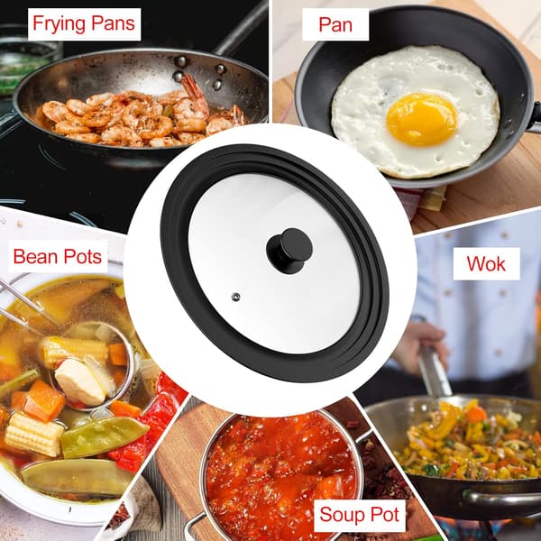 Universal Black Lid 3 Sizes, for Pots and Pans with Diameter 28 cm, 30 cm, 32 cm