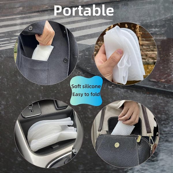 Waterproof shoe covers 2 pairs, reusable silicone rain shoe covers non-slip